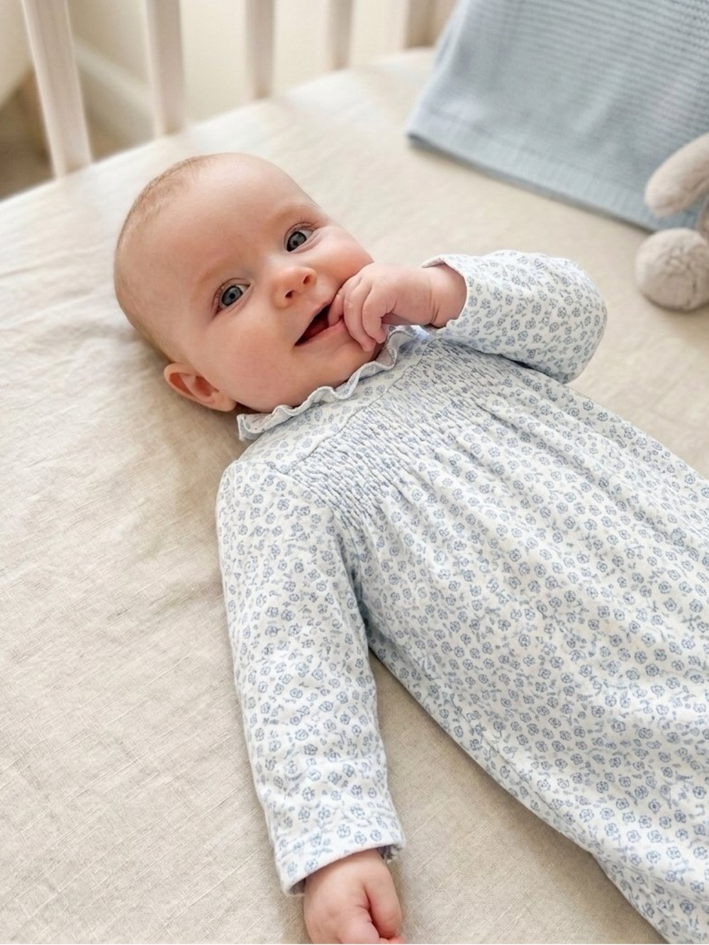 Little Me- Floral Blue Baby Onesie- 3m